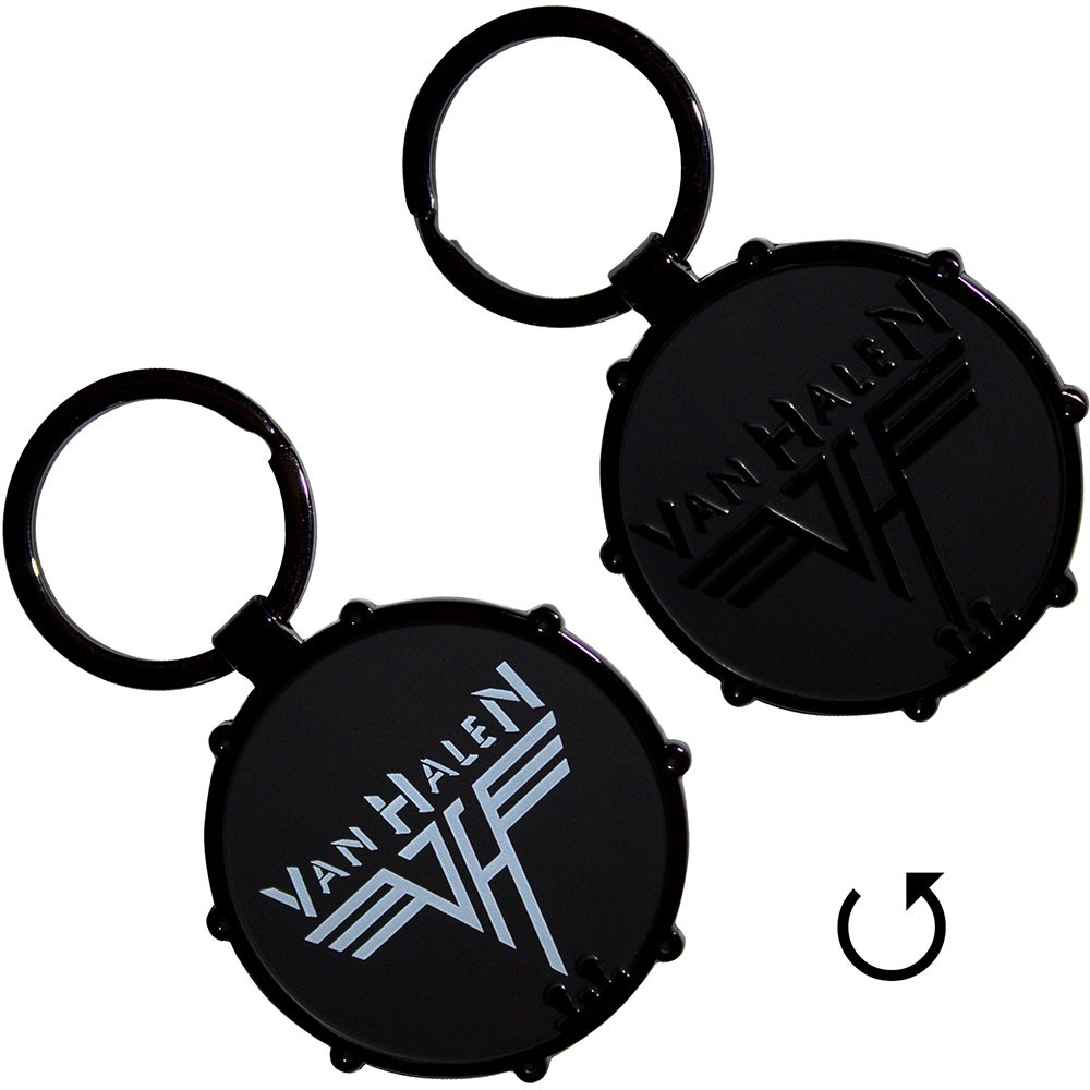 Van Halen - Retro Logo Drum DoubleSided Schlüsselring - Schwarz